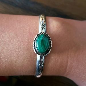 Vintage Sterling Silver Malachite Cuff Bracelet